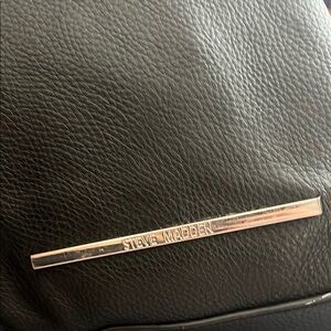 Steve Madden Black Pebbled Tote with Gold Accents